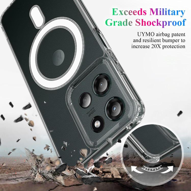 For Motorola Edge 60 Stylus Large Hole Camera MagSafe Magnetic Clear Acrylic TPU Case - Transparent