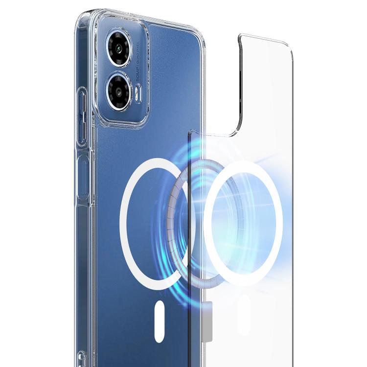 For Motorola Moto G34 / G45 5G Large Hole Camera MagSafe Magnetic Clear Acrylic TPU Case - Transparent