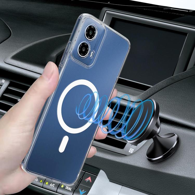 For Motorola Moto G34 / G45 5G Large Hole Camera MagSafe Magnetic Clear Acrylic TPU Case - Transparent