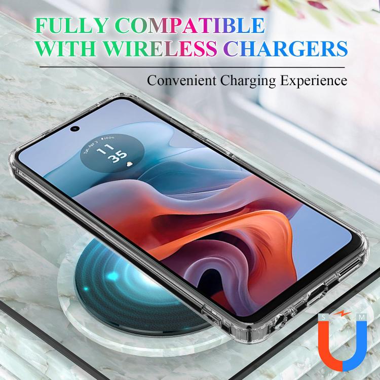 For Motorola Moto G34 / G45 5G Large Hole Camera MagSafe Magnetic Clear Acrylic TPU Case - Transparent