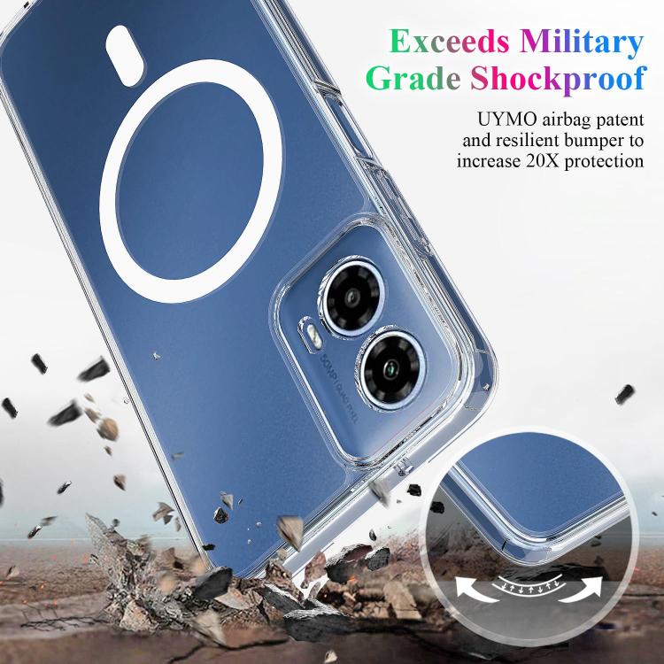 For Motorola Moto G34 / G45 5G Large Hole Camera MagSafe Magnetic Clear Acrylic TPU Case - Transparent