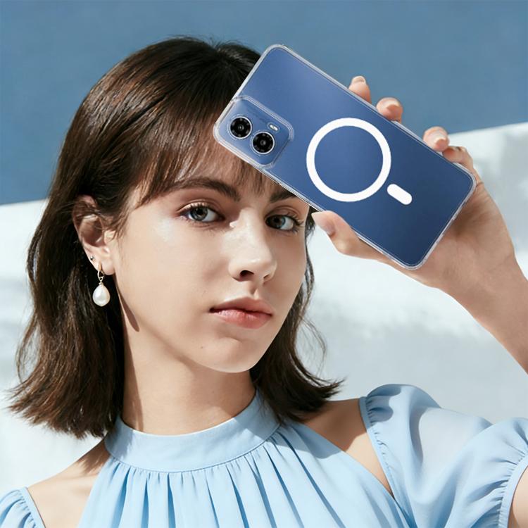 For Motorola Moto G34 / G45 5G Large Hole Camera MagSafe Magnetic Clear Acrylic TPU Case - Transparent