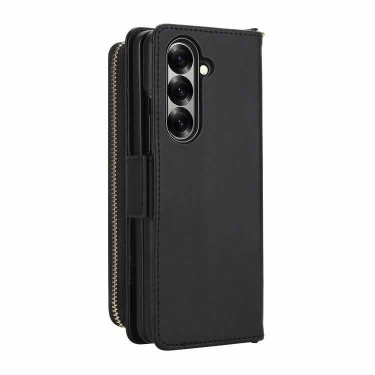 For Samsung Galaxy Z Fold7 5G Crossbody Diamond Lattice Zipper Wallet RFID Vegan Leather Phone Case