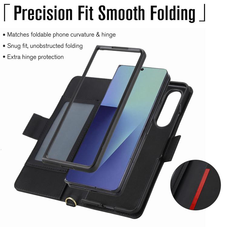 For Samsung Galaxy Z Fold7 5G Crossbody Diamond Lattice Zipper Wallet RFID Vegan Leather Phone Case