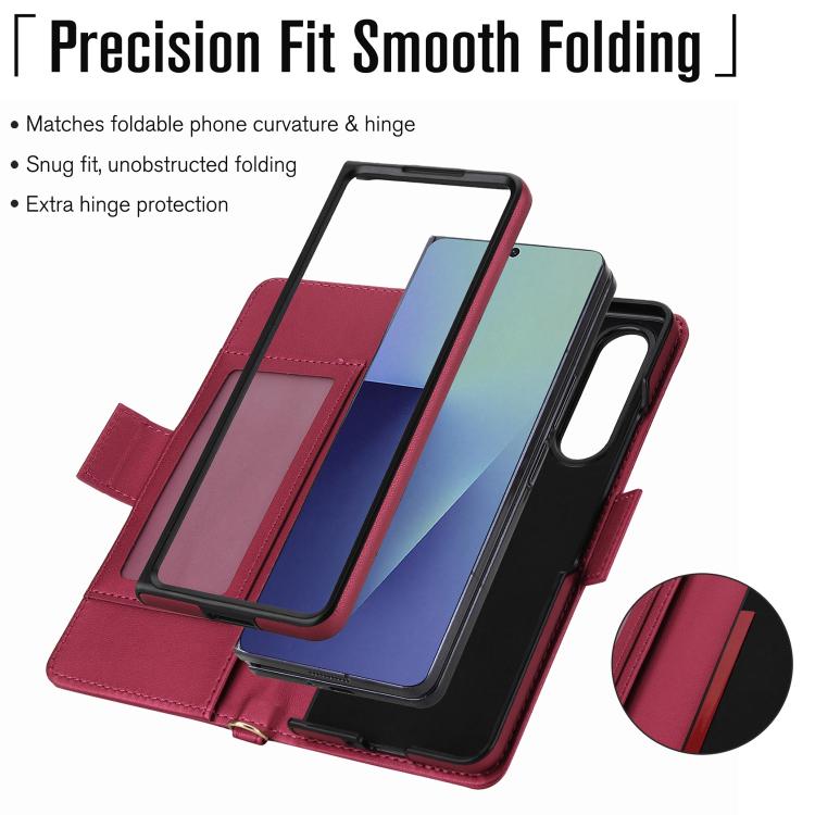 For Samsung Galaxy Z Fold7 5G Crossbody Diamond Lattice Zipper Wallet RFID Vegan Leather Phone Case