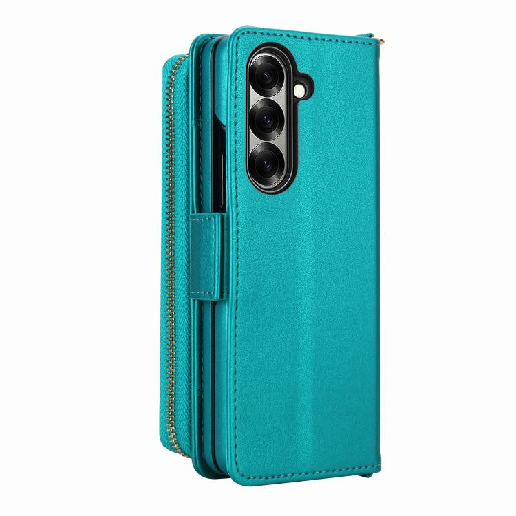 For Samsung Galaxy Z Fold7 5G Crossbody Diamond Lattice Zipper Wallet RFID Vegan Leather Phone Case