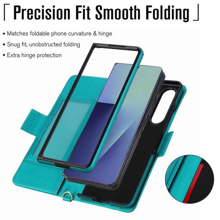 For Samsung Galaxy Z Fold7 5G Crossbody Diamond Lattice Zipper Wallet RFID Vegan Leather Phone Case