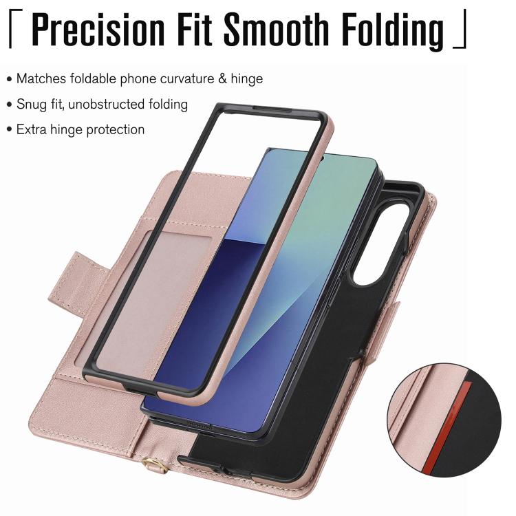 For Samsung Galaxy Z Fold7 5G Crossbody Diamond Lattice Zipper Wallet RFID Vegan Leather Phone Case