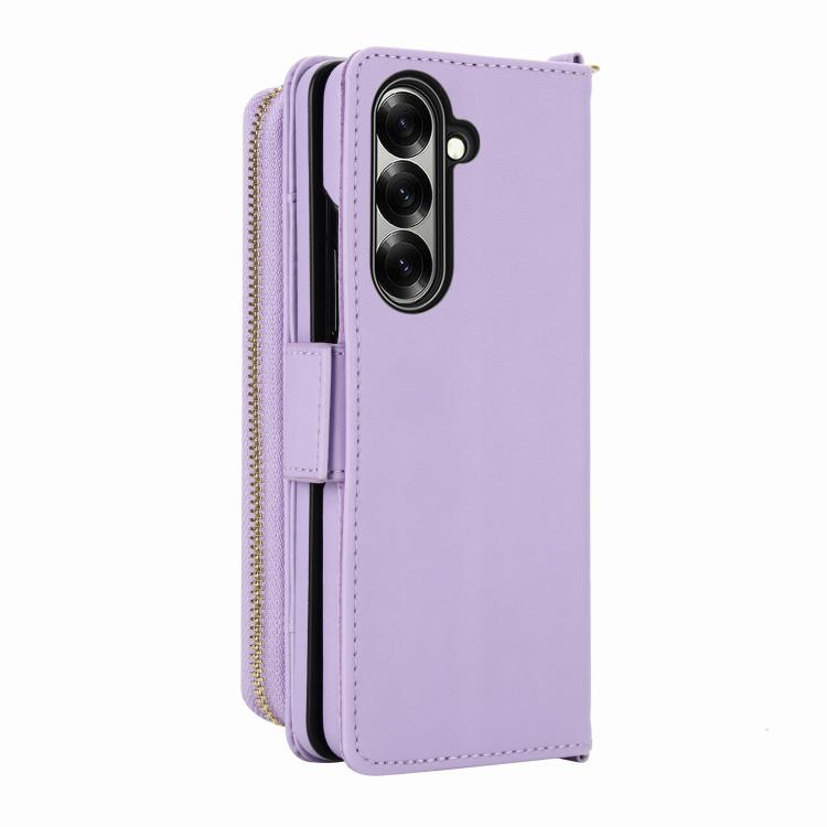 For Samsung Galaxy Z Fold7 5G Crossbody Diamond Lattice Zipper Wallet RFID Vegan Leather Phone Case
