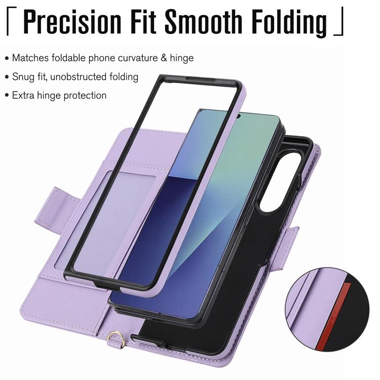 For Samsung Galaxy Z Fold7 5G Crossbody Diamond Lattice Zipper Wallet RFID Vegan Leather Phone Case