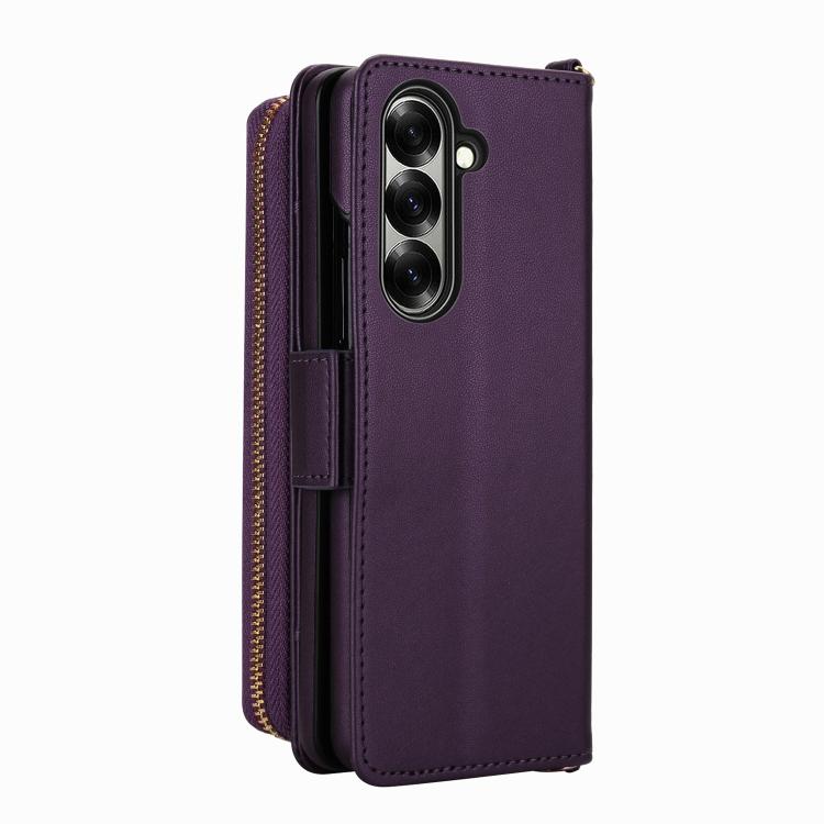 For Samsung Galaxy Z Fold7 5G Crossbody Diamond Lattice Zipper Wallet RFID Vegan Leather Phone Case