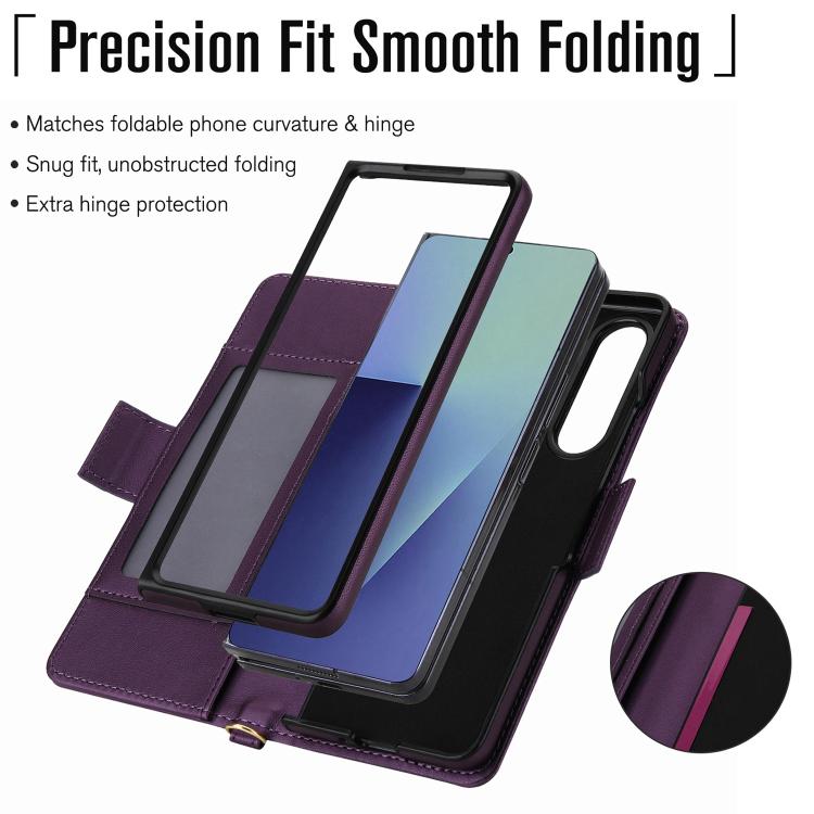 For Samsung Galaxy Z Fold7 5G Crossbody Diamond Lattice Zipper Wallet RFID Vegan Leather Phone Case