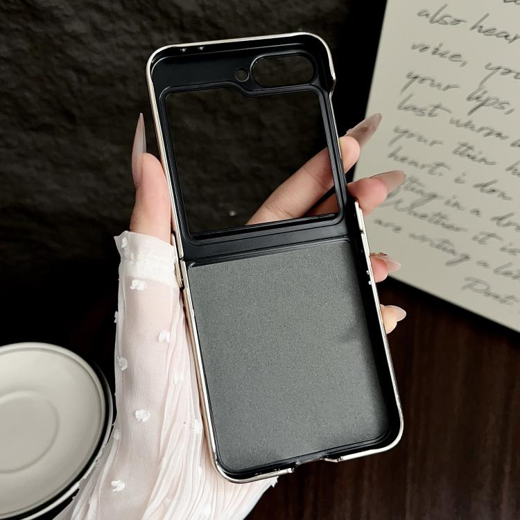 For Samsung Galaxy Z Flip6 Electroplated Magnetic Cowhide Vegan Leather Back Phone Case