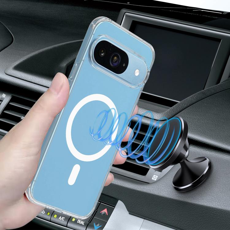 For Google Pixel 9 Large Hole Camera MagSafe Magnetic Clear Acrylic TPU Case - Transparent