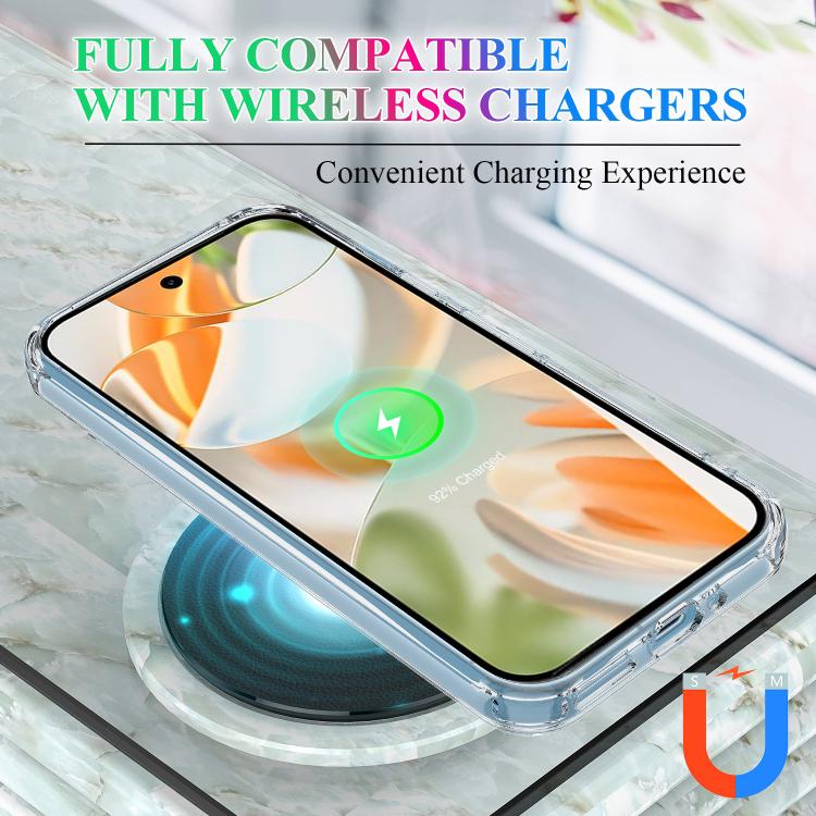 For Google Pixel 9 Large Hole Camera MagSafe Magnetic Clear Acrylic TPU Case - Transparent