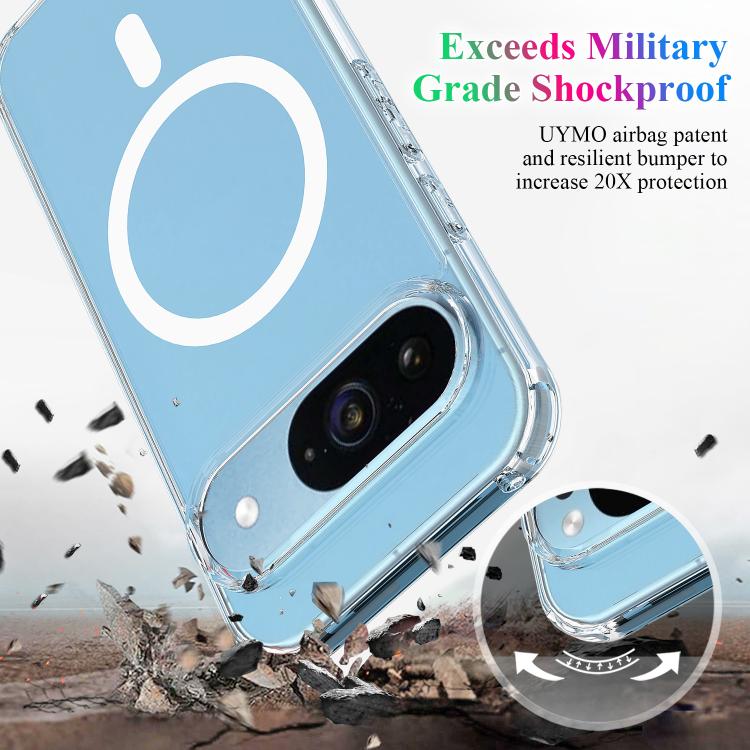 For Google Pixel 9 Large Hole Camera MagSafe Magnetic Clear Acrylic TPU Case - Transparent