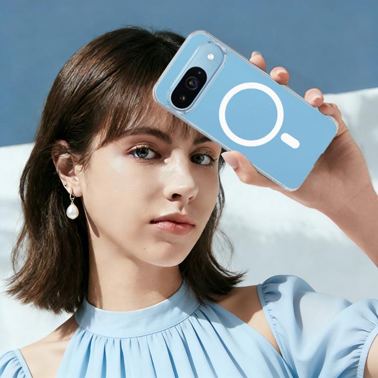 For Google Pixel 9 Large Hole Camera MagSafe Magnetic Clear Acrylic TPU Case - Transparent