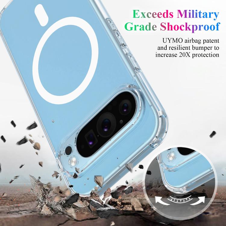 For Google Pixel 9 Pro Large Hole Camera MagSafe Magnetic Clear Acrylic TPU Case - Transparent