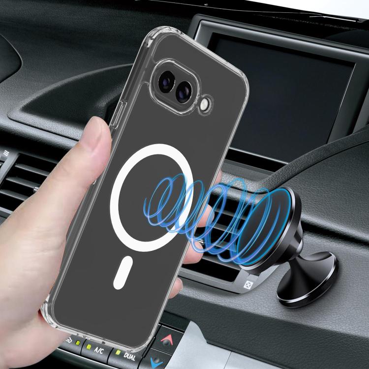 For Google Pixel 9a Large Hole Camera MagSafe Magnetic Clear Acrylic TPU Case - Transparent