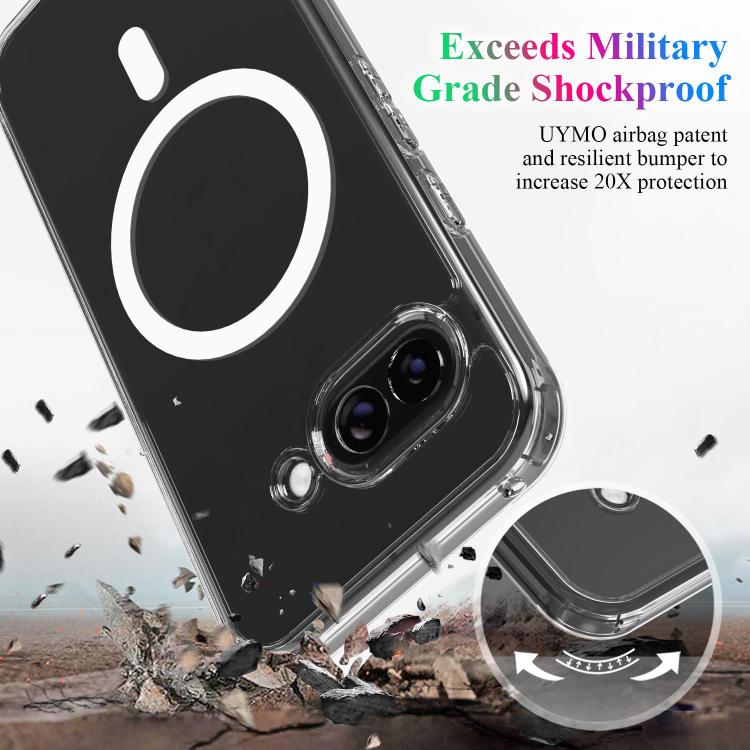 For Google Pixel 9a Large Hole Camera MagSafe Magnetic Clear Acrylic TPU Case - Transparent