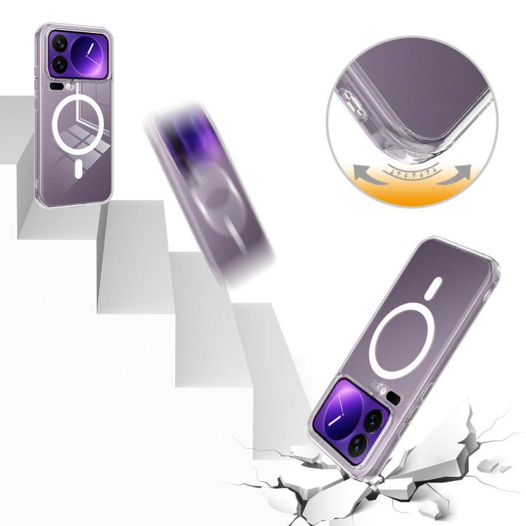 For Xiaomi 17 Pro Max Large Hole Camera MagSafe Magnetic Clear Acrylic TPU Case - Transparent
