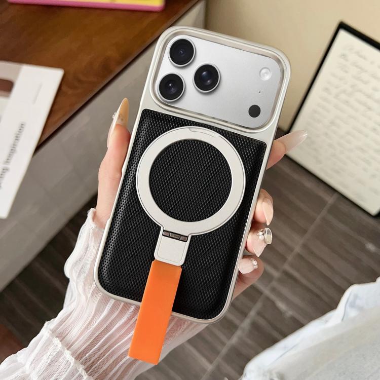 For iPhone 17 Pro Max Electroplated Diamond Texture Ring Magnetic Holder Phone Case