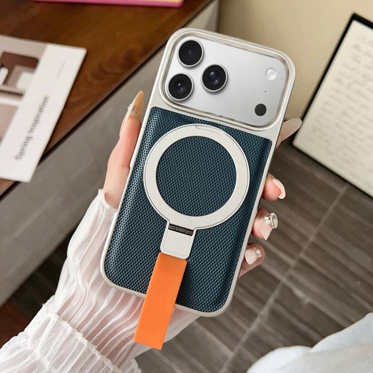 For iPhone 17 Pro Max Electroplated Diamond Texture Ring Magnetic Holder Phone Case