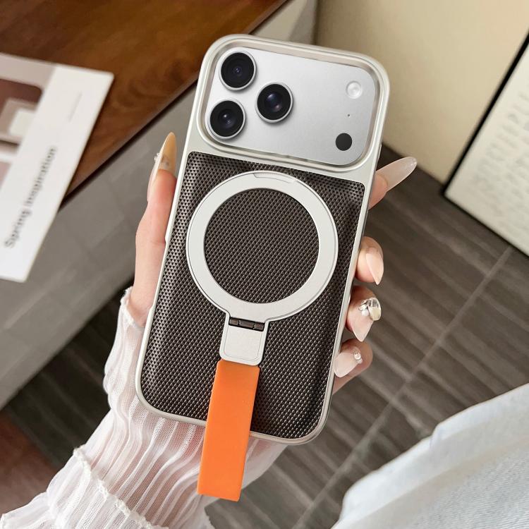 For iPhone 17 Pro Electroplated Diamond Texture Ring Magnetic Holder Phone Case
