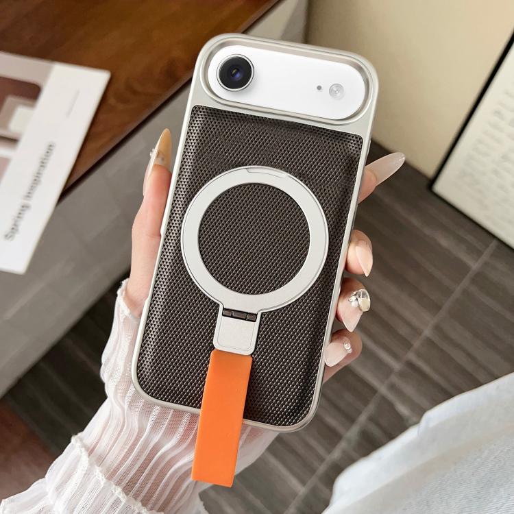 For iPhone Air Electroplated Diamond Texture Ring Magnetic Holder Phone Case