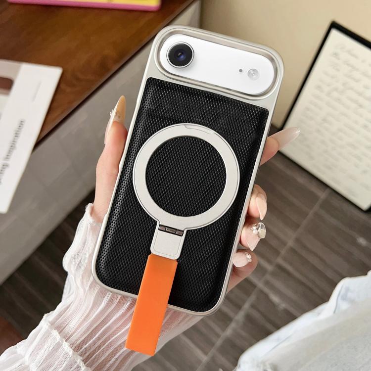 For iPhone Air Electroplated Diamond Texture Ring Magnetic Holder Phone Case