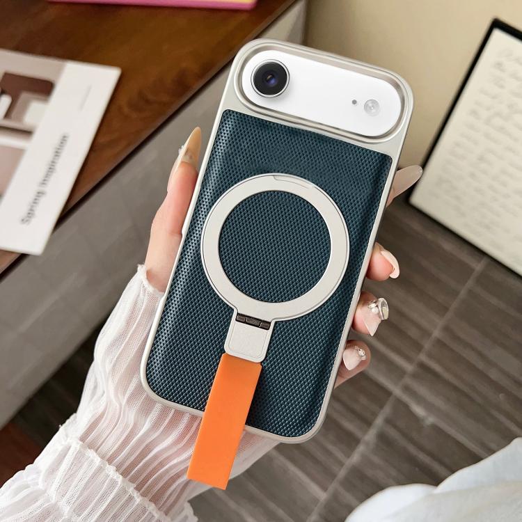 For iPhone Air Electroplated Diamond Texture Ring Magnetic Holder Phone Case