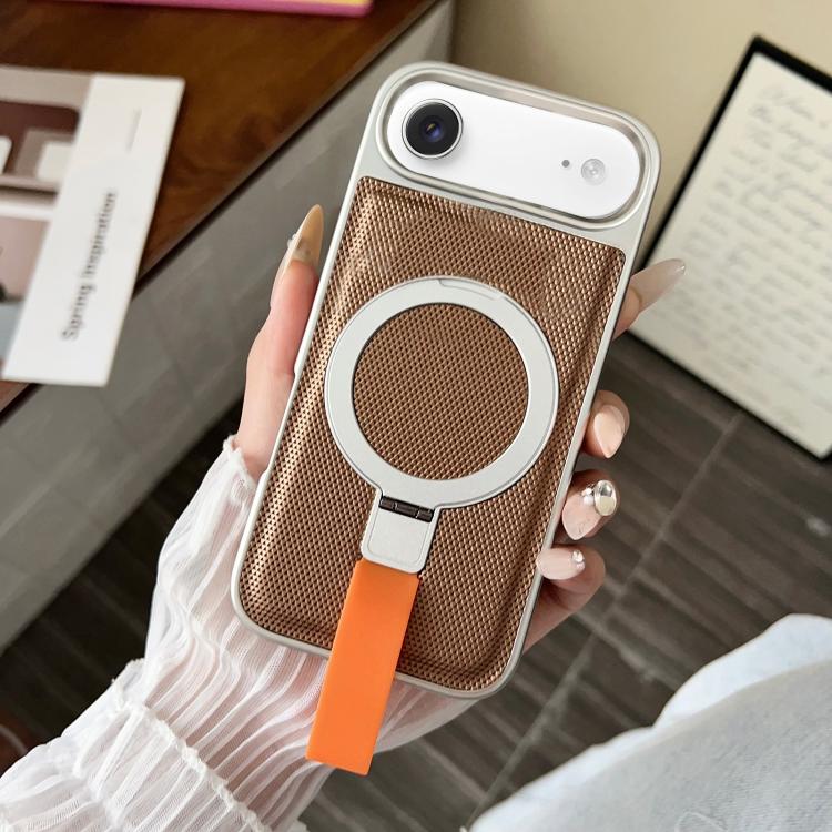 For iPhone Air Electroplated Diamond Texture Ring Magnetic Holder Phone Case