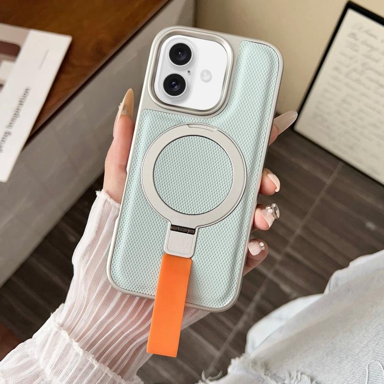 For iPhone 16 Plus Electroplated Diamond Texture Ring Magnetic Holder Phone Case