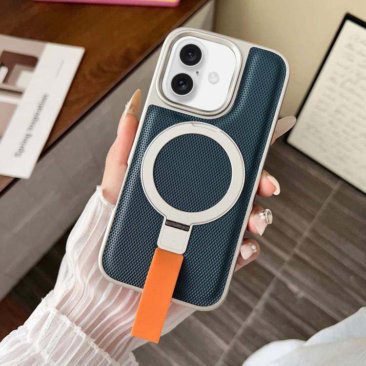 For iPhone 16 Electroplated Diamond Texture Ring Magnetic Holder Phone Case