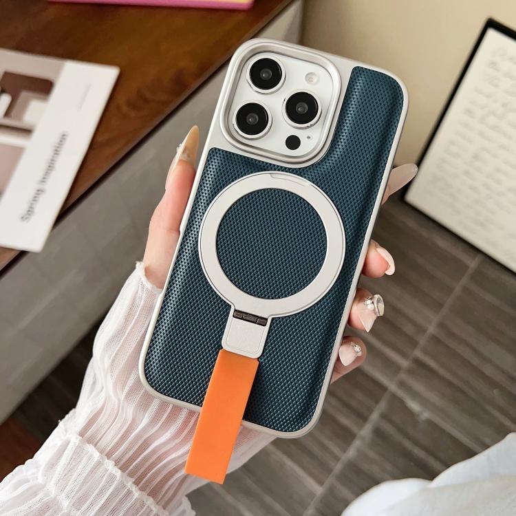 For iPhone 15 Pro Max Electroplated Diamond Texture Ring Magnetic Holder Phone Case