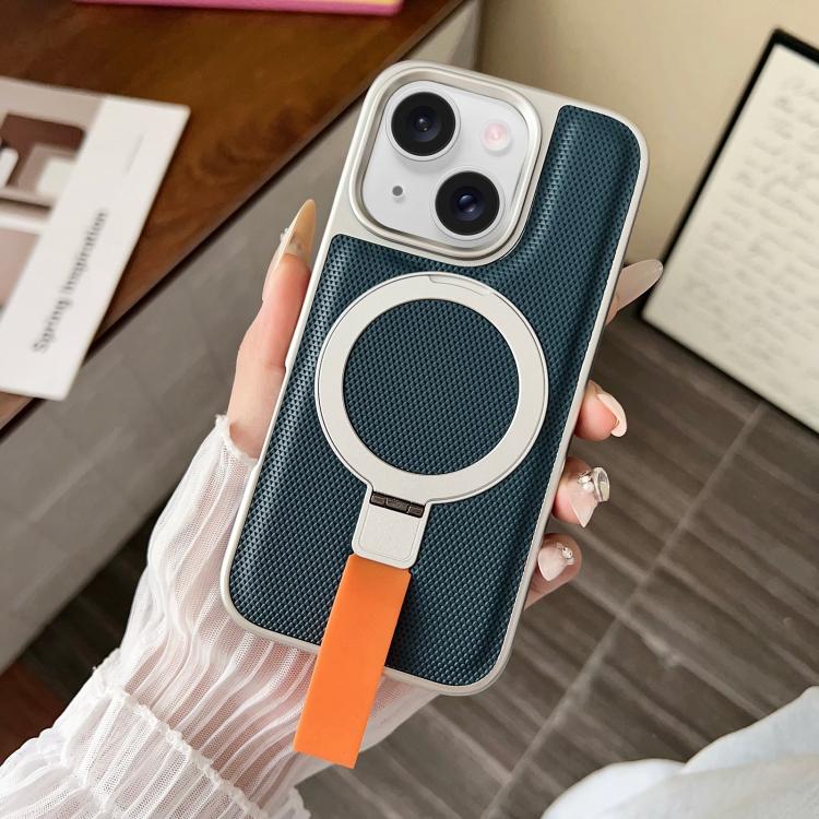 For iPhone 15 Electroplated Diamond Texture Ring Magnetic Holder Phone Case