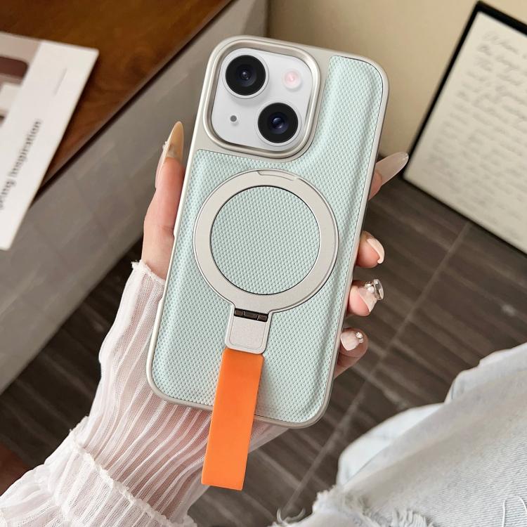 For iPhone 15 Electroplated Diamond Texture Ring Magnetic Holder Phone Case