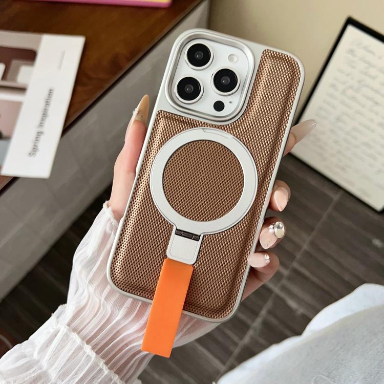 For iPhone 14 Pro Electroplated Diamond Texture Ring Magnetic Holder Phone Case