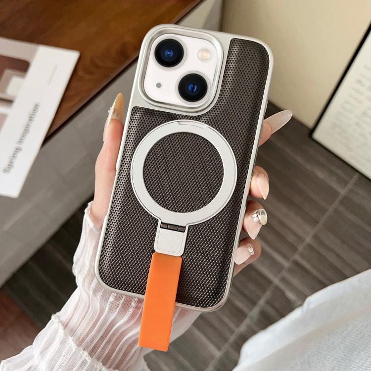 For iPhone 13 Electroplated Diamond Texture Ring Magnetic Holder Phone Case