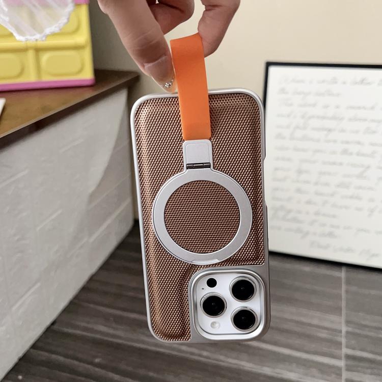 For iPhone 16 Plus Electroplated Diamond Texture Ring Magnetic Holder Phone Case