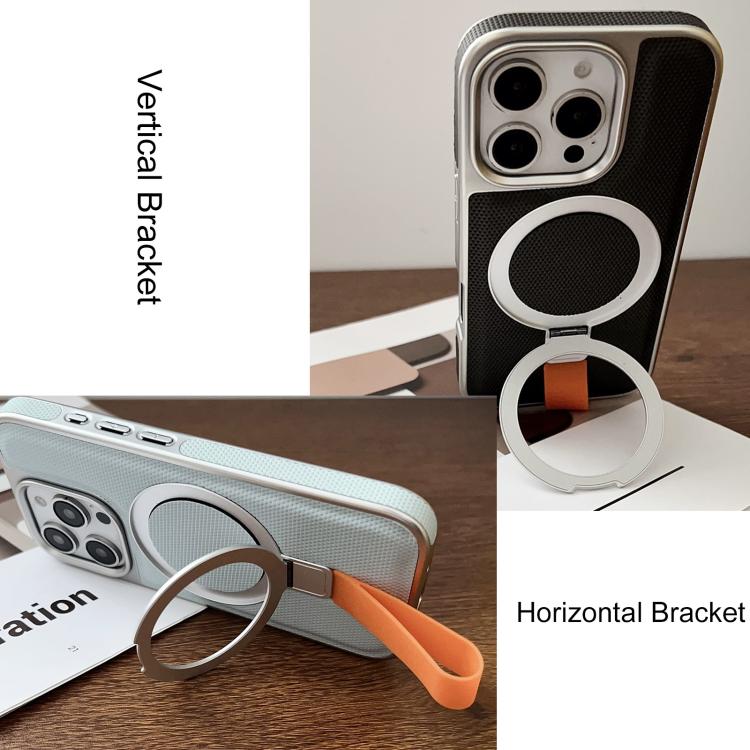 For iPhone 17 Pro Electroplated Diamond Texture Ring Magnetic Holder Phone Case