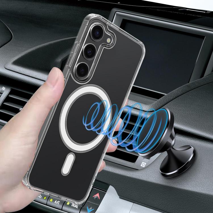 For Samsung Galaxy S21 5G Large Hole Camera MagSafe Magnetic Clear Acrylic TPU Case - Transparent