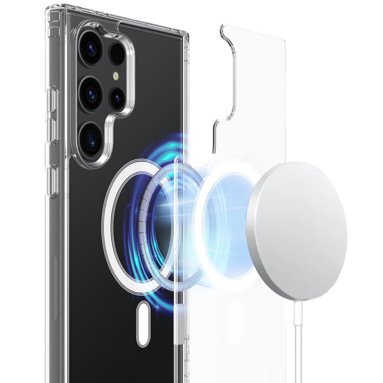 For Samsung Galaxy S23 Ultra 5G Large Hole Camera MagSafe Magnetic Clear Acrylic TPU Case - Transparent