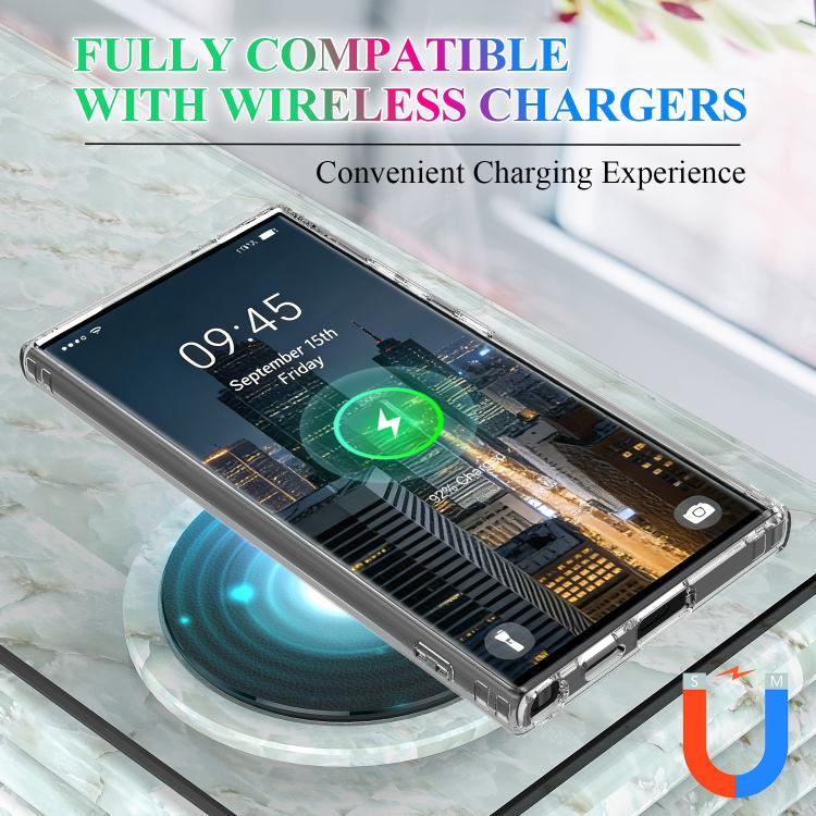 For Samsung Galaxy S24 Ultra 5G Large Hole Camera MagSafe Magnetic Clear Acrylic TPU Case - Transparent