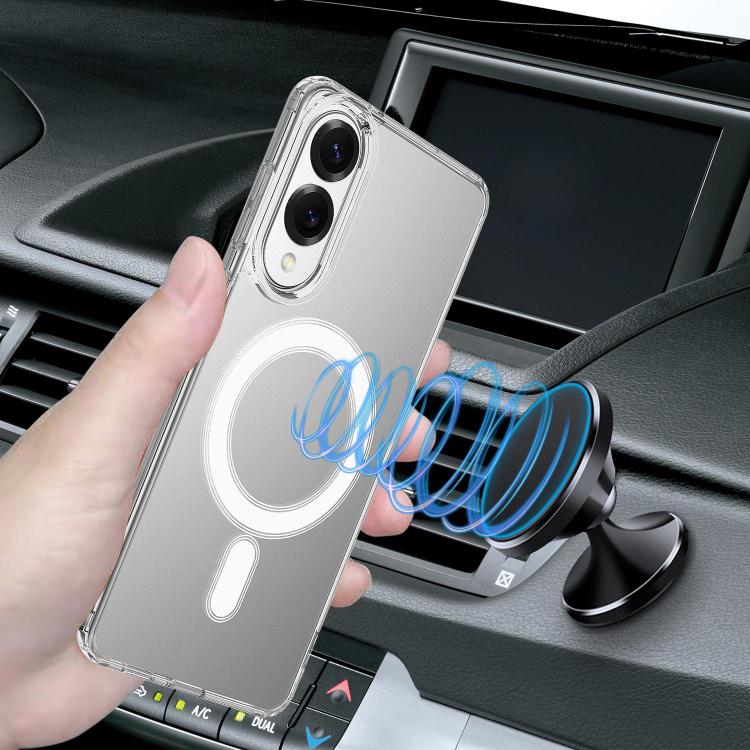 For Samsung Galaxy S25 Edge 5G Large Hole Camera MagSafe Magnetic Clear Acrylic TPU Case - Transparent