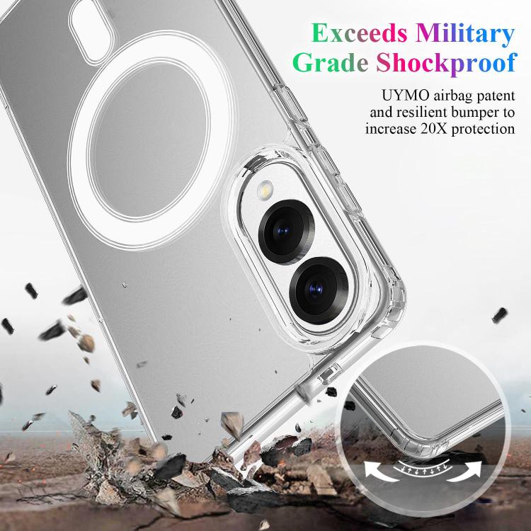 For Samsung Galaxy S25 Edge 5G Large Hole Camera MagSafe Magnetic Clear Acrylic TPU Case - Transparent
