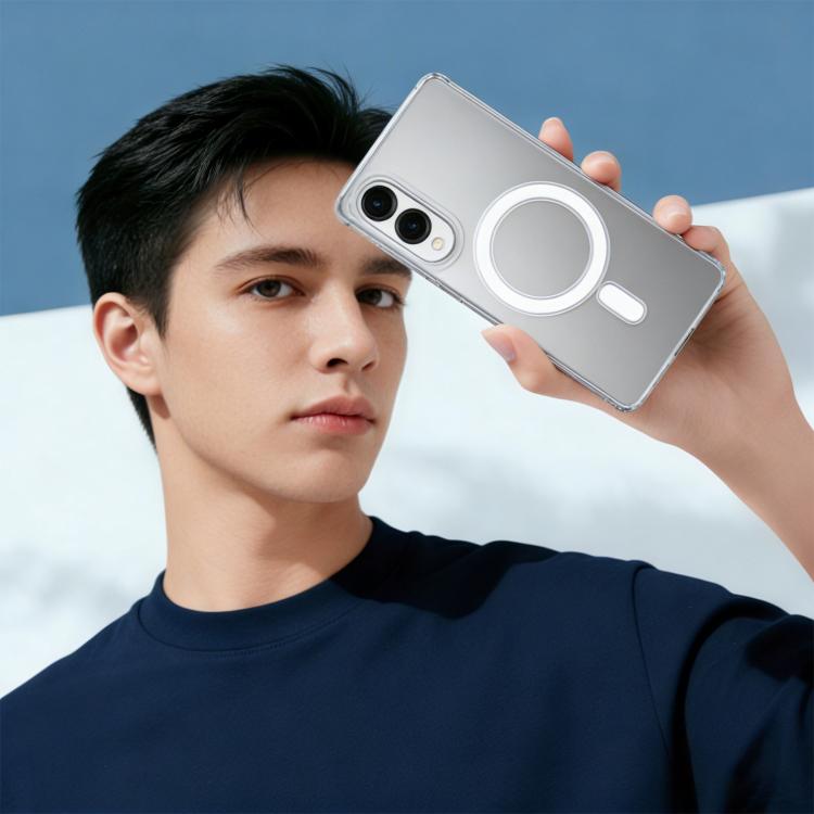 For Samsung Galaxy S25 Edge 5G Large Hole Camera MagSafe Magnetic Clear Acrylic TPU Case - Transparent