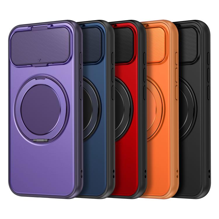 For iPhone 17e / 16e ShellGod Magnetic Rotation Holder Lens Shield PC TPU Hybrid Phone Case