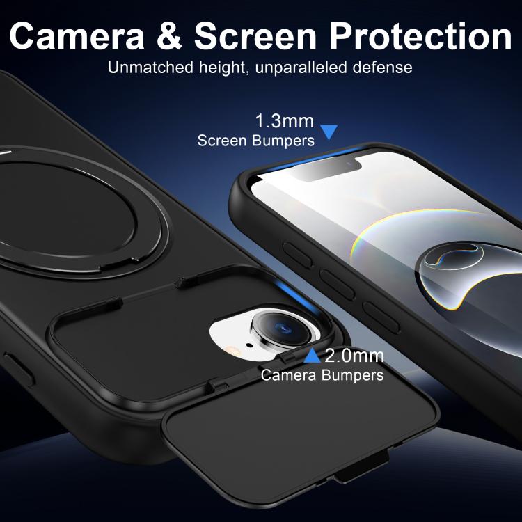 For iPhone 17e / 16e ShellGod Magnetic Rotation Holder Lens Shield PC TPU Hybrid Phone Case