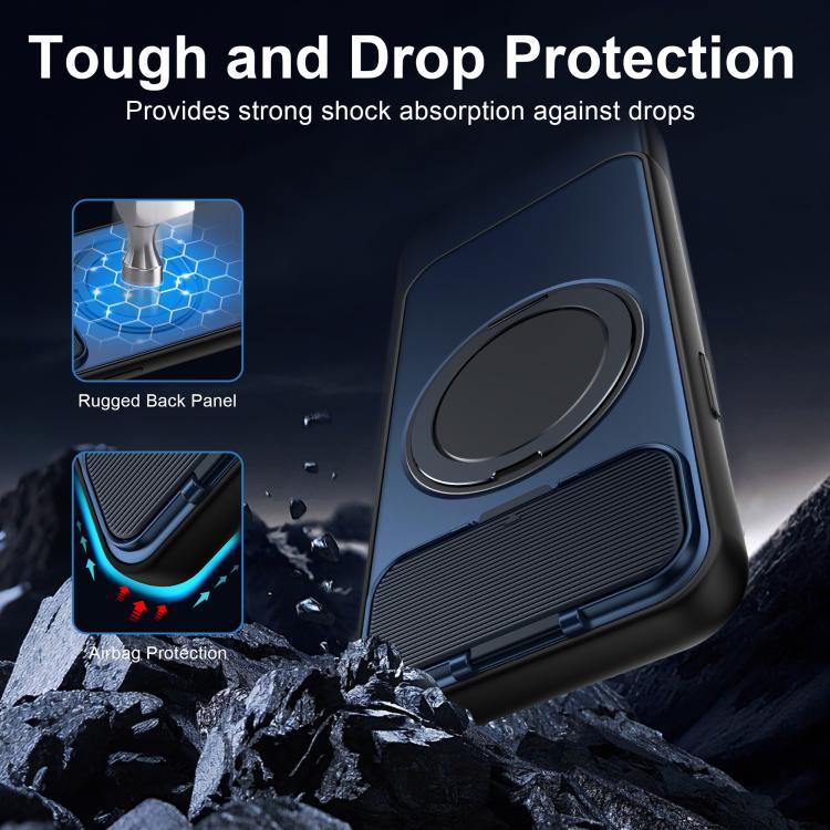 For iPhone 17e / 16e ShellGod Magnetic Rotation Holder Lens Shield PC TPU Hybrid Phone Case